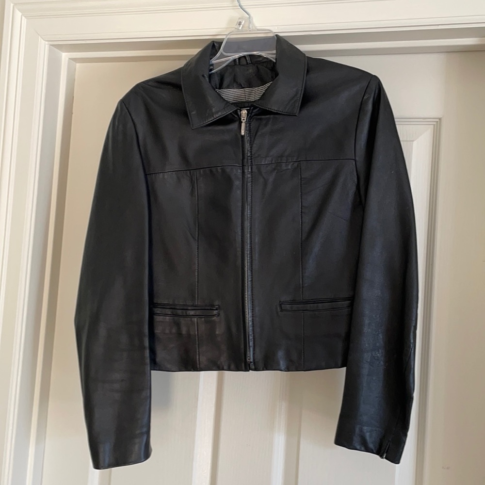 Size Small Saguaro West black cropped leather jacket